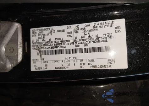 2014 Ford Escape Titanium z USA, uszkodzony, nr VIN 1FMCU9JX8EUB52993